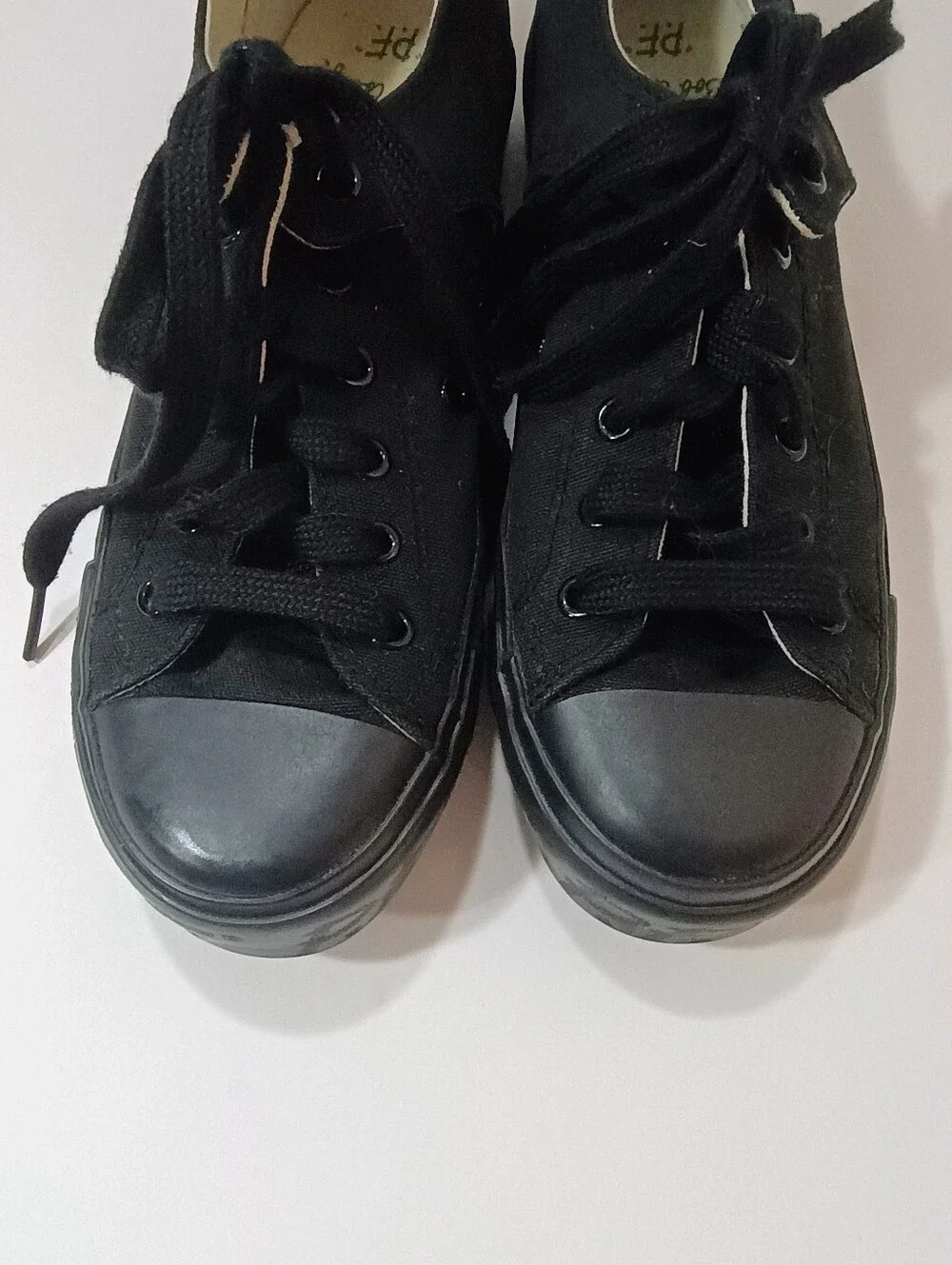 PF Flyers Logo Black Lo Top Canvas Sneakers Bob Cousy Green Label W 8 Men 6.5
